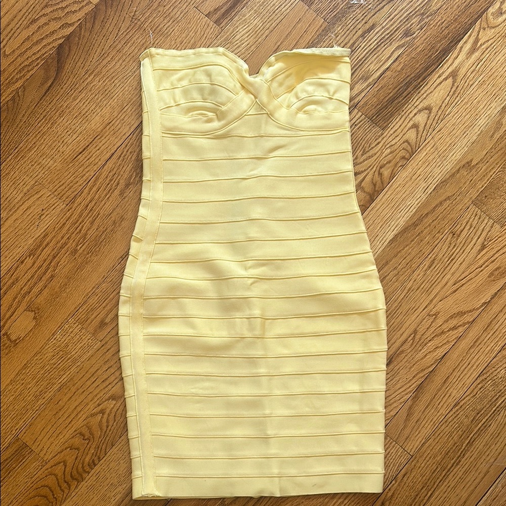 Elegant Yellow Strapless Bandage Dress